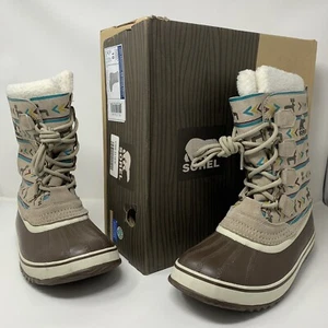 SOREL Deer Caribou Print 1964 Waterproof Women's Boots sz 10 Graphic Brown aztec - Picture 1 of 11
