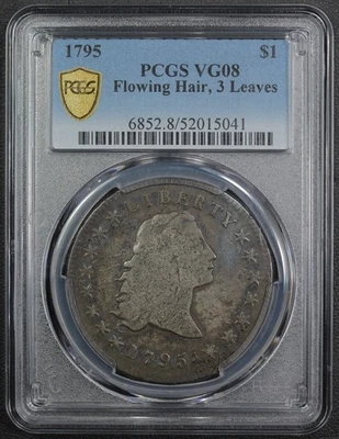 Dólar de plata 1795 3 hojas cabello suelto $1 graduación profesional en muy buena condición 08 Foto 1 de 4