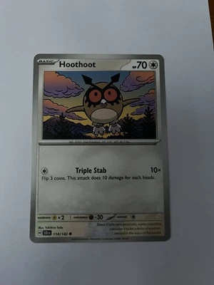 Hoothoot 114/142 Sv07: Stellar Crown Regular Pokemon TCG Pack Fresh - Image 1 of 4