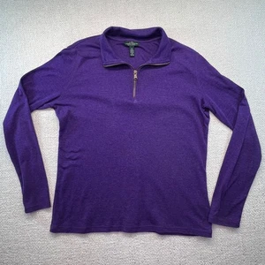 LRL Lauren Jeans Co Purple Pullover Shirt Womens XL Long Sleeve Quarter Zip - Picture 1 of 11