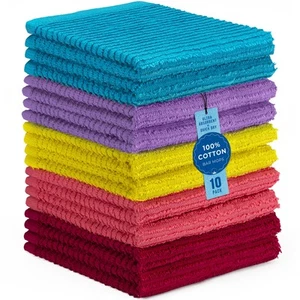 100% Cotton Bar Mop Towels, Kitchen Dish Cloths, Multi-Purpose Cleaning Towel... - Picture 1 of 1