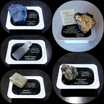 Super lot 5 pièces Pyrite Roche dorée à  l'or 22 carats Calcaire Gypse Cristal - Photo 1/4