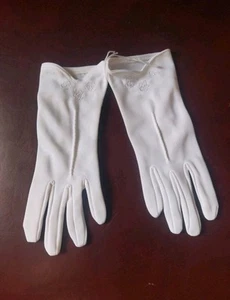 VINTAGE Gloves White Wedding One Size Wedding Floral - Picture 1 of 4