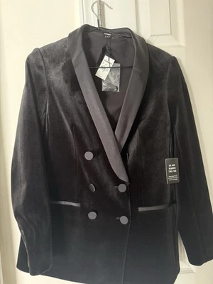 Blazer Esmoquin Cuello Chal Terciopelo Doble Pecho Express Para Mujer Negro Talla M Nuevo con Etiquetas Foto 1 de 4