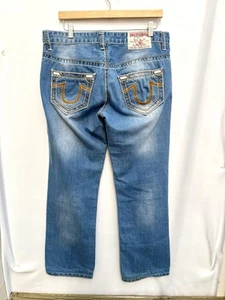 True Religion Billy Super T Jeans High Contrast Rope Stitch USA - Size 34 L29.5 - Picture 1 of 15