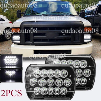 DOT Pair 5X7 7x6 Inch LED Headlights Hi-Lo Fit Ford E-150 E-250 E-350 Club Wagon - Image 1 of 4