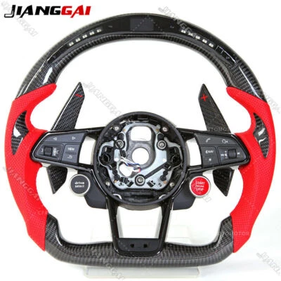 Volante LED de fibra de carbono real personalizado para Audi A3 A4 A5 S3 S4 S5 10-24 Foto 1 de 4