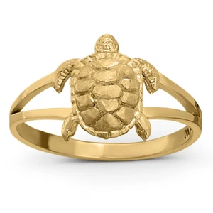 Solid 18K Women's Yellow Gold Ring Gold Turtle Ring, Sizes 3 - 12 - Picture 1 of 11
