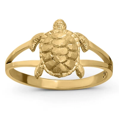Solid 18K Women's Yellow Gold Ring Gold Turtle Ring, Sizes 3 - 12 - Image 1 of 4