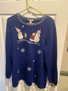 White Stag Snowman Sweater / Christmas / 2X / royal blue / Pull Over - Picture 1 of 9