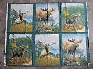 James Hautman VIP Cranston 6 Panel Moose & Elk Fabric 35" x 45" Cloth Cotton - Imagen 1 de 7