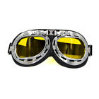 Retro Motorcycle Goggles Helmet Yellow Lens Eyewear UV Protection Glasses
