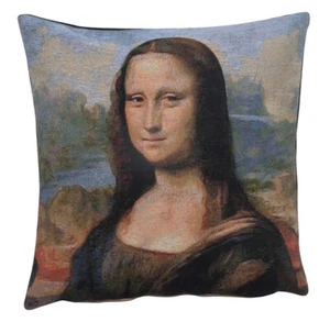 The Mona Lisa European Cushion Cover Belgian Tapestry Home Decor Pillow 18x18 in - Picture 1 of 11
