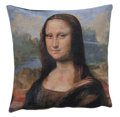 The Mona Lisa European Cushion Cover Belgian Tapestry Home Decor Pillow 18x18 in - Image 1 of 4