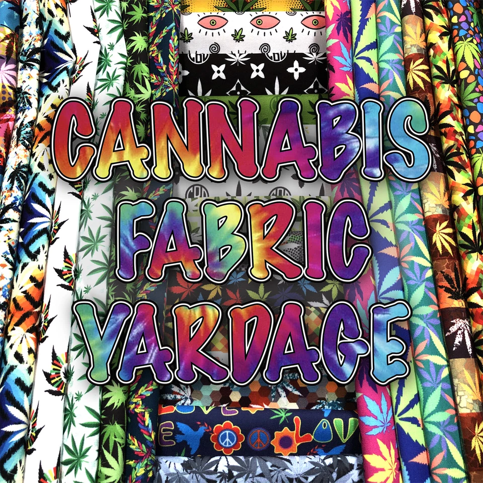 New Cannabis Printed Canvas Waterproof Outdoor Fabric 59" W 600 Denier bytheyard - Image 1 of 1