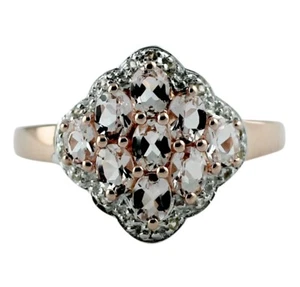 Anello a fascia in argento sterling 925 con pietre preziose di morganite misura 7 da donna - Foto 1 di 13