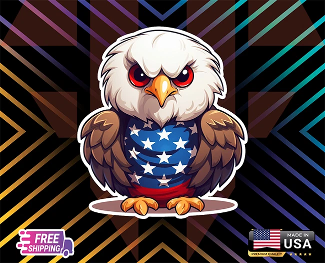 BABY EAGLE BALD CART+DECAL,WINDOW,WALL,COMPUTER,ETC+6YEARS+R LAMINATED+FREE STIC - Image 1 of 1