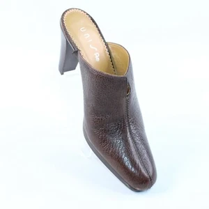 Zoccoli donna Unisa Sultana taglia 7B pelle marrone slide on mules blocco tacco alto - Foto 1 di 11