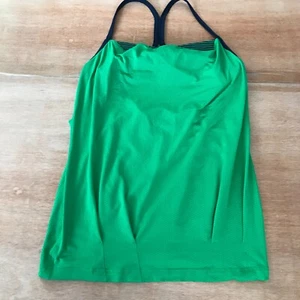 Lululemon CYB Tank Top Women Size 2 Green Striped Racerback Moisture Wicking - Picture 1 of 7