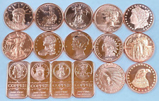 Copper Coins & Bars * 1 Oz. Ea. * .999 Bullion * US Mint * 16 Piece Liberty Lot