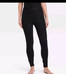 Women's Beautifully Soft Ribbed Legging Pajama Pants - Stars Above Black 2x - Picture 1 of 2