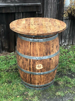 Weinfass Stehtisch mit Eichenholzplatte rustikal - Bild 1 von 4