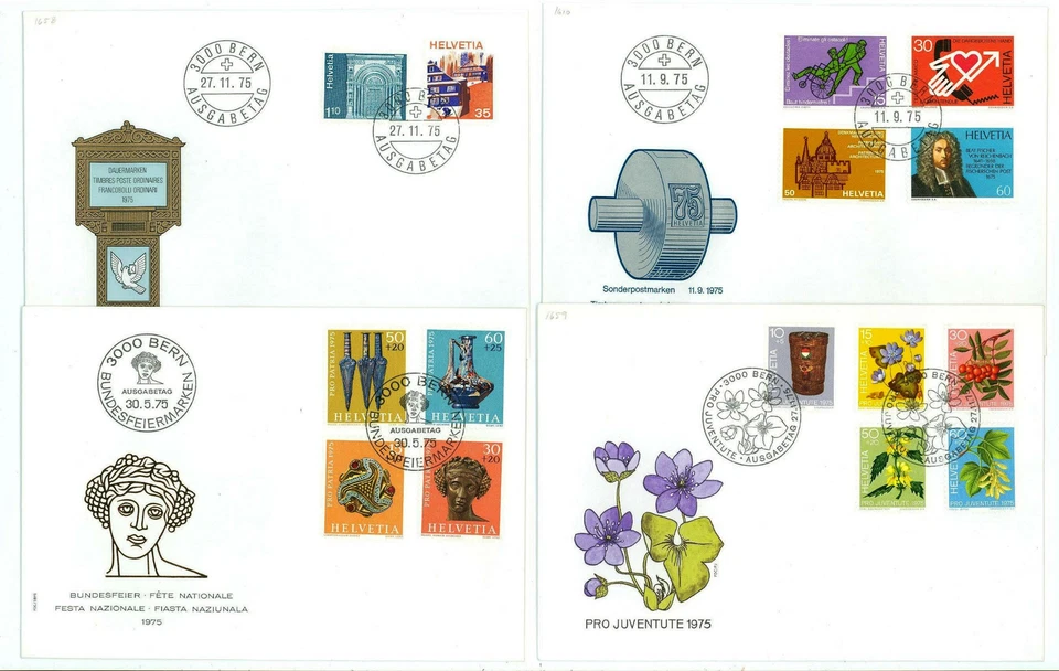 Switzerland J79 4 FDC 1975 Art Architecture Plants Flowers - Image 1 of 1