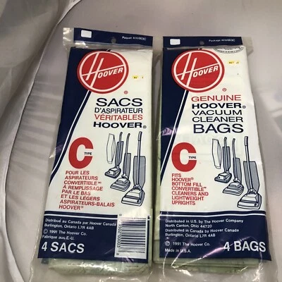  2 - NEW Hoover Type C Upright Vacuum Cleaner Bags 40100003C Genuine OEM 4 PACK  - Image 1 of 3