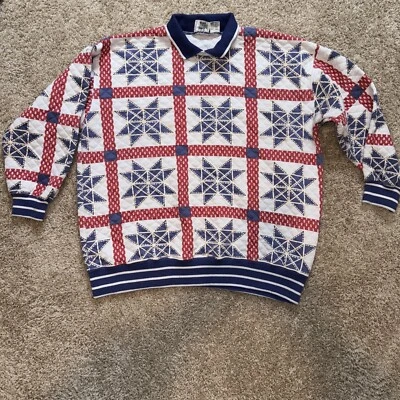 Suéter Vintage Años 80 Jason Maxwell Acolchado Cuello Geométrico XL XXL 1x Abuela Foto 1 de 4