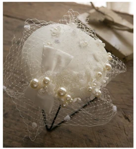 Pastillero Sombrero Boda Fiesta Malla Real Perla Velo Fascinador Gorra Tocado Clip - Imagen 1 de 5