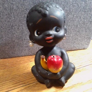 Vintage Kenmar Kewpie Bobblehead Bank with Banana Apple with Earrings, 1950s - Picture 1 of 3