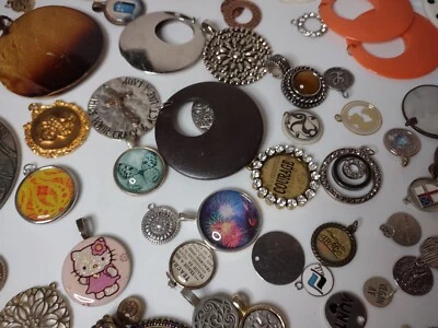 Lot Of Over 80 Round Pendants And Charms Variety Round Charm Lot PDL9 - image 1 of 4