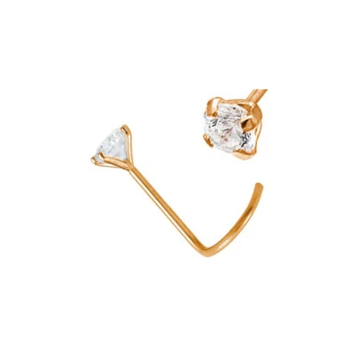 Juego de puntas de tornillo de corcho para nariz diamante de laboratorio redondo oro macizo de 14 k Foto 1 de 3