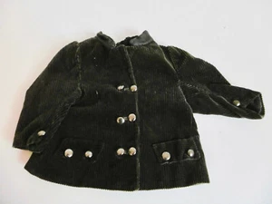 BELLE VESTE DE POUPÉE ANCIENNE VELOURS CÔTELÉ VERT TRÈS FONCÉ - Imagen 1 de 5
