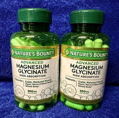 LOT OF 2: Nature’s Bounty Magnesium Glycinate 360mg 90ct Each Exp 8/2027+ - Image 1 of 2