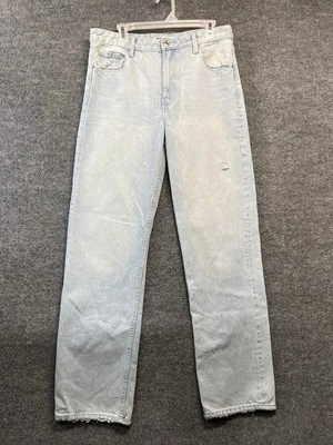 Pantalones de mezclilla Bershka para mujer 6 azules sueltos rectos tiro alto ligeros entrepierna 33" Foto 1 de 4