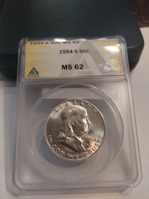 Medio dólar Franklin 1954-S 50C MS62 ANACS Foto 1 de 4