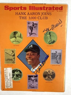Hank Aaron Stan Musial Firmado Sports Illustrated 25/05/70 Braves Cardinals JSA Foto 1 de 4