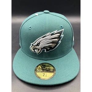 Philadelphia Eagles New Era 5950 59Fifty NFL Pine Green Fitted Hat 7 1/8 - Picture 1 of 8