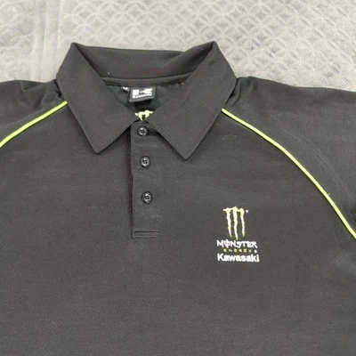 Camisa Polo Monster Energy Kawasaki Bordada Negra Manga Corta Hombre Mediana Foto 1 de 4