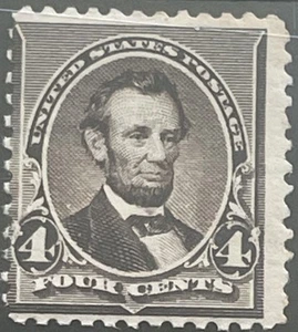 Unused 1890 4C Abraham Lincoln Stamp (Dark Brown) (Scott #222) - Picture 1 of 2