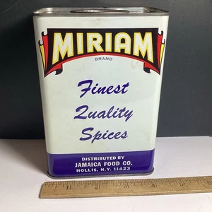 LARGE I# SIZE VTG MIRIAM BRAND SPICE TIN PURE GROUND CINNAMON JAMAICA FOODS NY - Picture 1 of 9