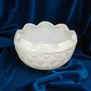 Indiana White Milk Glass Duette Quilted Diamond Star Pattern Candy Bowl 5-3/4”D - Picture 1 of 10