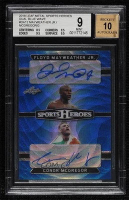 2018 Leaf Metal Sports Heroes Dual Blue Wave /2 Floyd Mayweather Jr BGS 9 Auto - Image 1 of 2