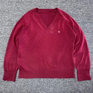 Vintage 80s Christian Dior Knit V Neck Sweater Pullover - Herren Gr. M Maroon Red - Bild 1 von 6