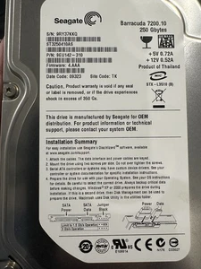 Seagate Barracuda ST3250410AS 250 GB Internal 7200 RPM 3.5 Inch HDD - Picture 1 of 1