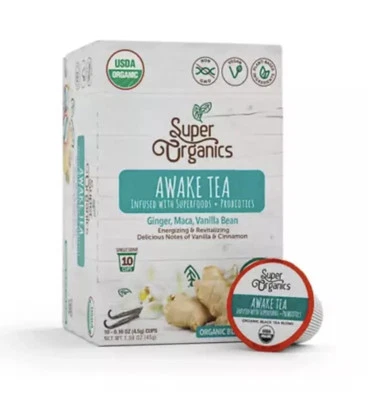 Super Organics Awake Black Tea Pods With Superfoods & Probiotics Keurig 11/25 - Image 1 of 4