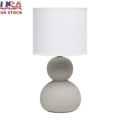 Stone Age Table Lamp Ceramic Base White Shade 60W Gear Switch Accent Light New - Image 1 of 4