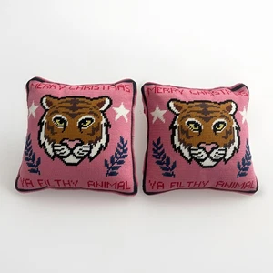 Furbish Christmas Pillow - Filthy Animal Needlepoint Decorative Throw Pillow - Picture 1 of 10