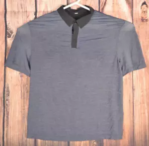 Polo uomo Lululemon manica corta con bottoni taglia large blu navy/nero - Foto 1 di 4